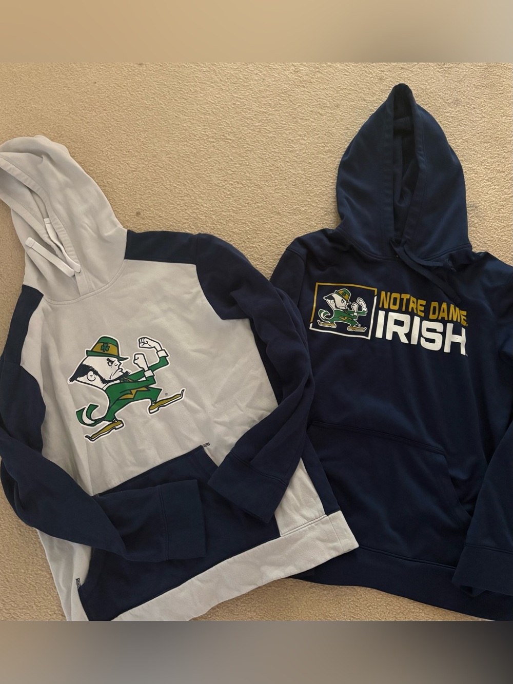 Notre Dame Irish Hoodies - Navy & Gray Medium